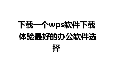 下载一个wps软件下载 体验最好的办公软件选择