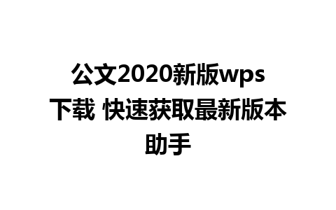 公文2020新版wps下载 快速获取最新版本助手