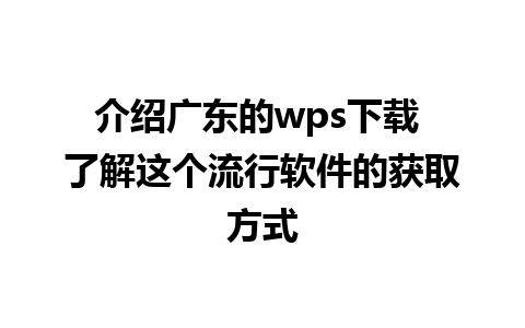 介绍广东的wps下载 了解这个流行软件的获取方式