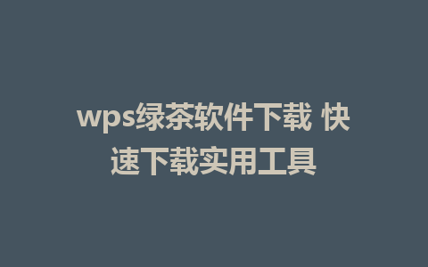 wps绿茶软件下载 快速下载实用工具