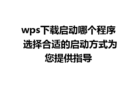 wps下载启动哪个程序 选择合适的启动方式为您提供指导