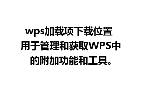 wps加载项下载位置 用于管理和获取WPS中的附加功能和工具。