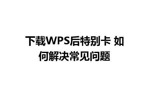 下载WPS后特别卡 如何解决常见问题