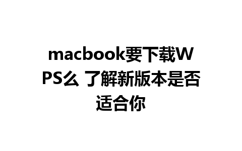 macbook要下载WPS么 了解新版本是否适合你