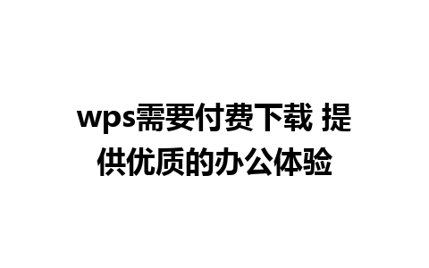 wps需要付费下载 提供优质的办公体验