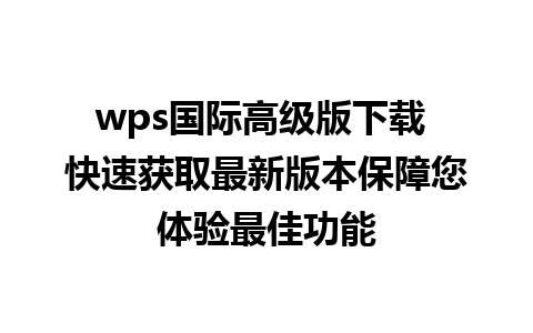 wps国际高级版下载 快速获取最新版本保障您体验最佳功能