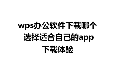 wps办公软件下载哪个 选择适合自己的app下载体验