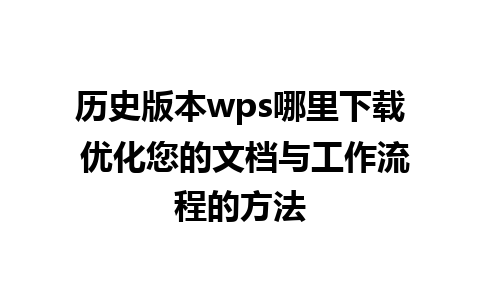 历史版本wps哪里下载 优化您的文档与工作流程的方法