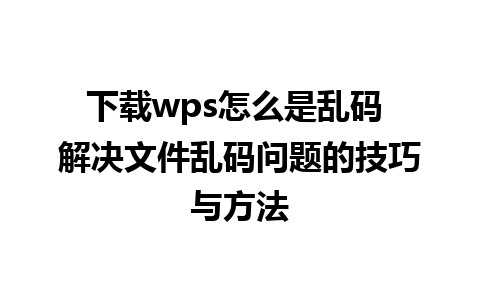 下载wps怎么是乱码 解决文件乱码问题的技巧与方法