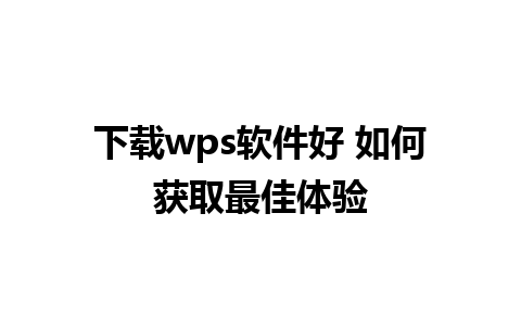 下载wps软件好 如何获取最佳体验