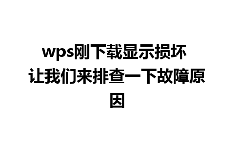 wps刚下载显示损坏 让我们来排查一下故障原因