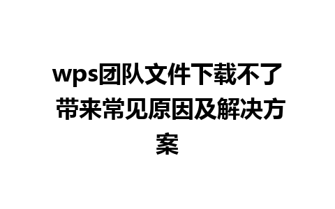 wps团队文件下载不了 带来常见原因及解决方案