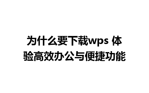 为什么要下载wps 体验高效办公与便捷功能