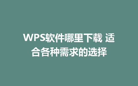 WPS软件哪里下载 适合各种需求的选择