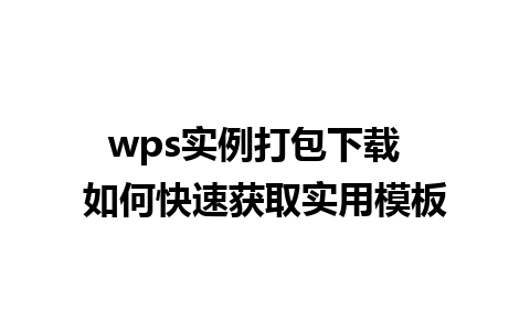 wps实例打包下载  如何快速获取实用模板