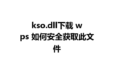 kso.dll下载 wps 如何安全获取此文件