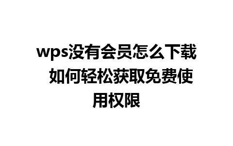 wps没有会员怎么下载  如何轻松获取免费使用权限