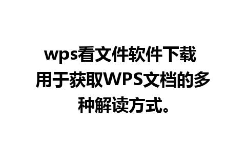 wps看文件软件下载 用于获取WPS文档的多种解读方式。