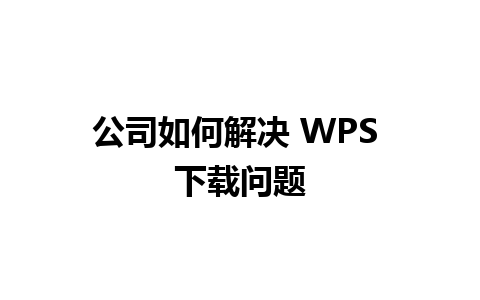 公司如何解决 WPS 下载问题 