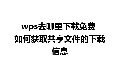 wps去哪里下载免费 如何获取共享文件的下载信息