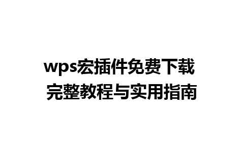 wps宏插件免费下载 完整教程与实用指南