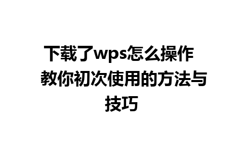 下载了wps怎么操作  教你初次使用的方法与技巧