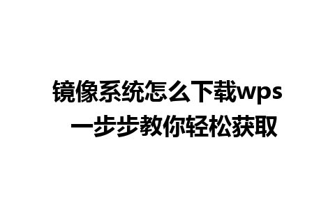 镜像系统怎么下载wps  一步步教你轻松获取