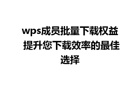 wps成员批量下载权益 提升您下载效率的最佳选择