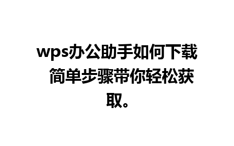 wps办公助手如何下载  简单步骤带你轻松获取。