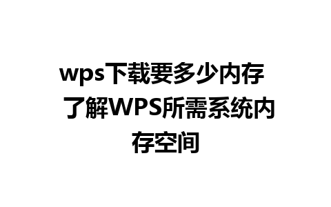 wps下载要多少内存  了解WPS所需系统内存空间