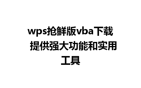 wps抢鲜版vba下载  提供强大功能和实用工具