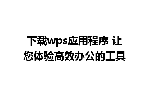 下载wps应用程序 让您体验高效办公的工具