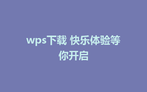 wps下载 快乐体验等你开启