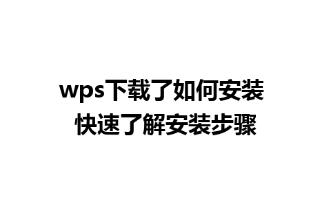 wps下载了如何安装 快速了解安装步骤