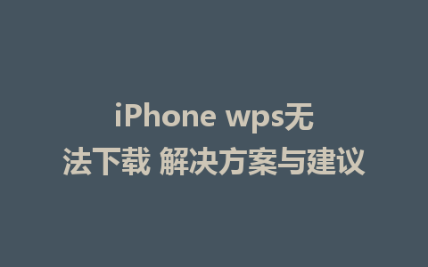 iPhone wps无法下载 解决方案与建议