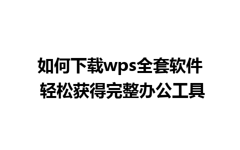 如何下载wps全套软件 轻松获得完整办公工具