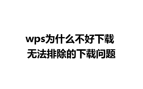 wps为什么不好下载 无法排除的下载问题