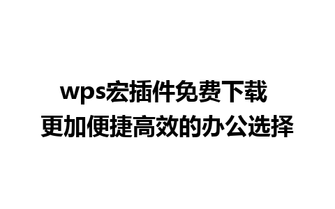 wps宏插件免费下载 更加便捷高效的办公选择