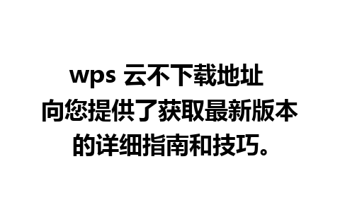 wps 云不下载地址 向您提供了获取最新版本的详细指南和技巧。