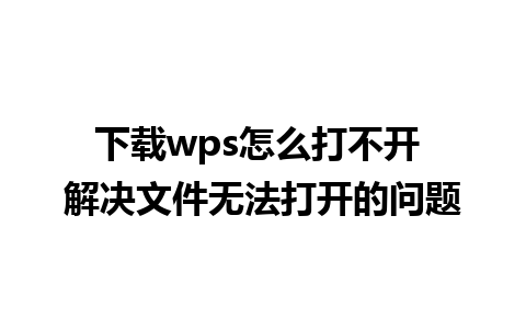 下载wps怎么打不开 解决文件无法打开的问题