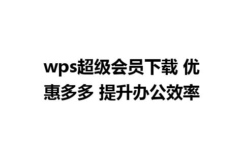 wps超级会员下载 优惠多多 提升办公效率