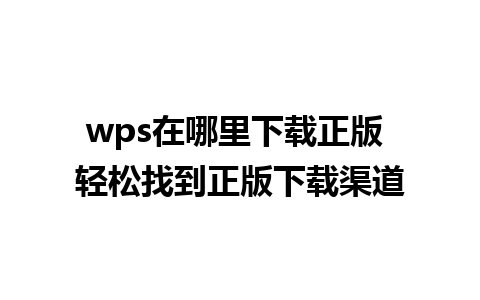 wps在哪里下载正版 轻松找到正版下载渠道