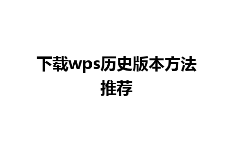 下载wps历史版本方法推荐