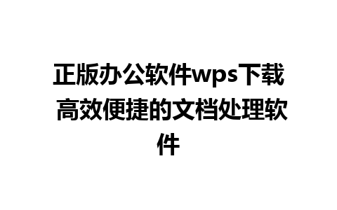 正版办公软件wps下载 高效便捷的文档处理软件