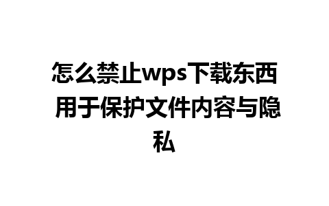 怎么禁止wps下载东西 用于保护文件内容与隐私