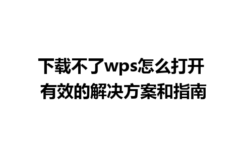 下载不了wps怎么打开 有效的解决方案和指南