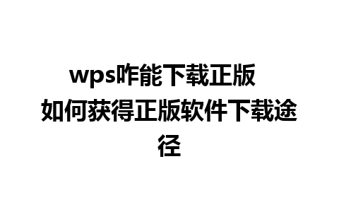 wps咋能下载正版  如何获得正版软件下载途径