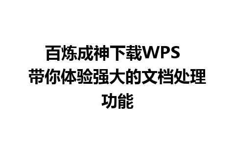 百炼成神下载WPS  带你体验强大的文档处理功能