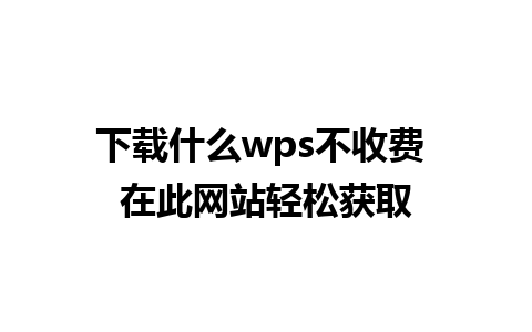 下载什么wps不收费 在此网站轻松获取