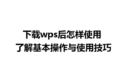 下载wps后怎样使用 了解基本操作与使用技巧